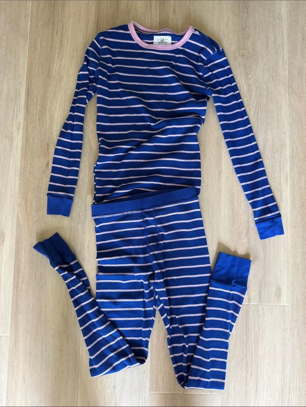 Crewcuts Navy and Pink Stripe Thermal Pajama Set
